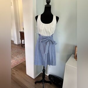 Shoshanna White & Blue Tie-Waist Sleeveless Dress Size 2